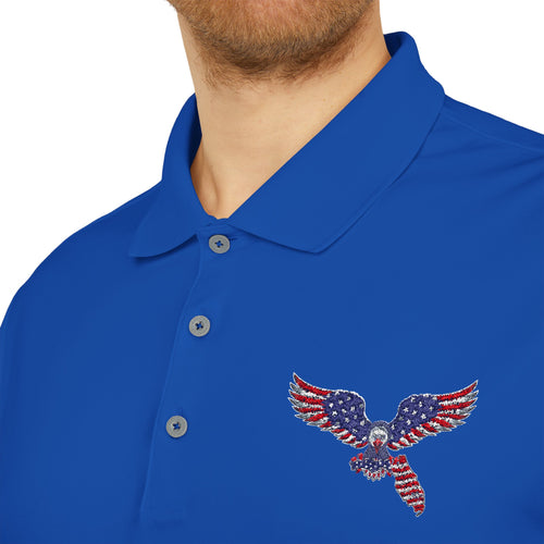 Patriotic Eagle Polo Shirt — American Flag Eagle Chest Embroidery