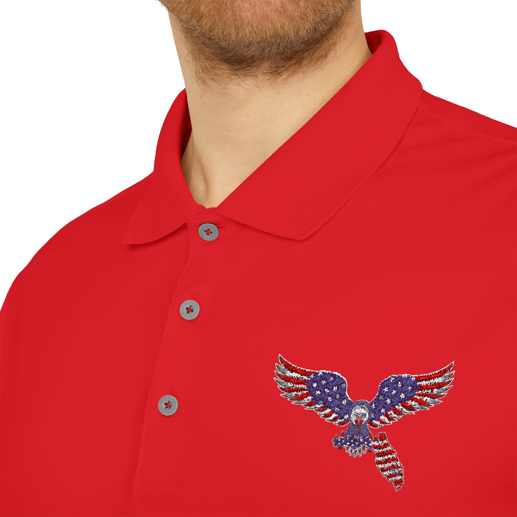 Patriotic Eagle Polo Shirt — American Flag Eagle Chest Embroidery
