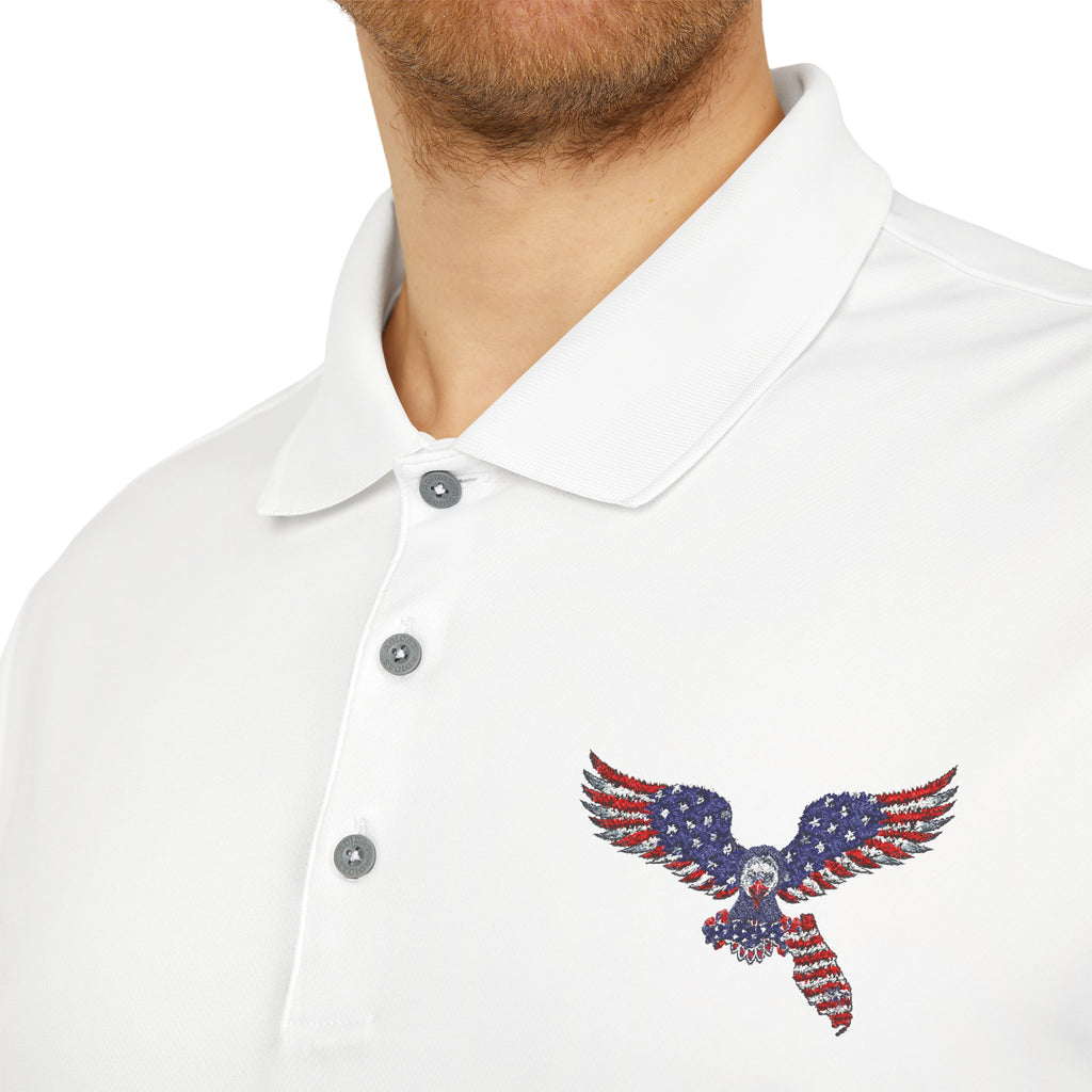 Patriotic Eagle Polo Shirt — American Flag Eagle Chest Embroidery