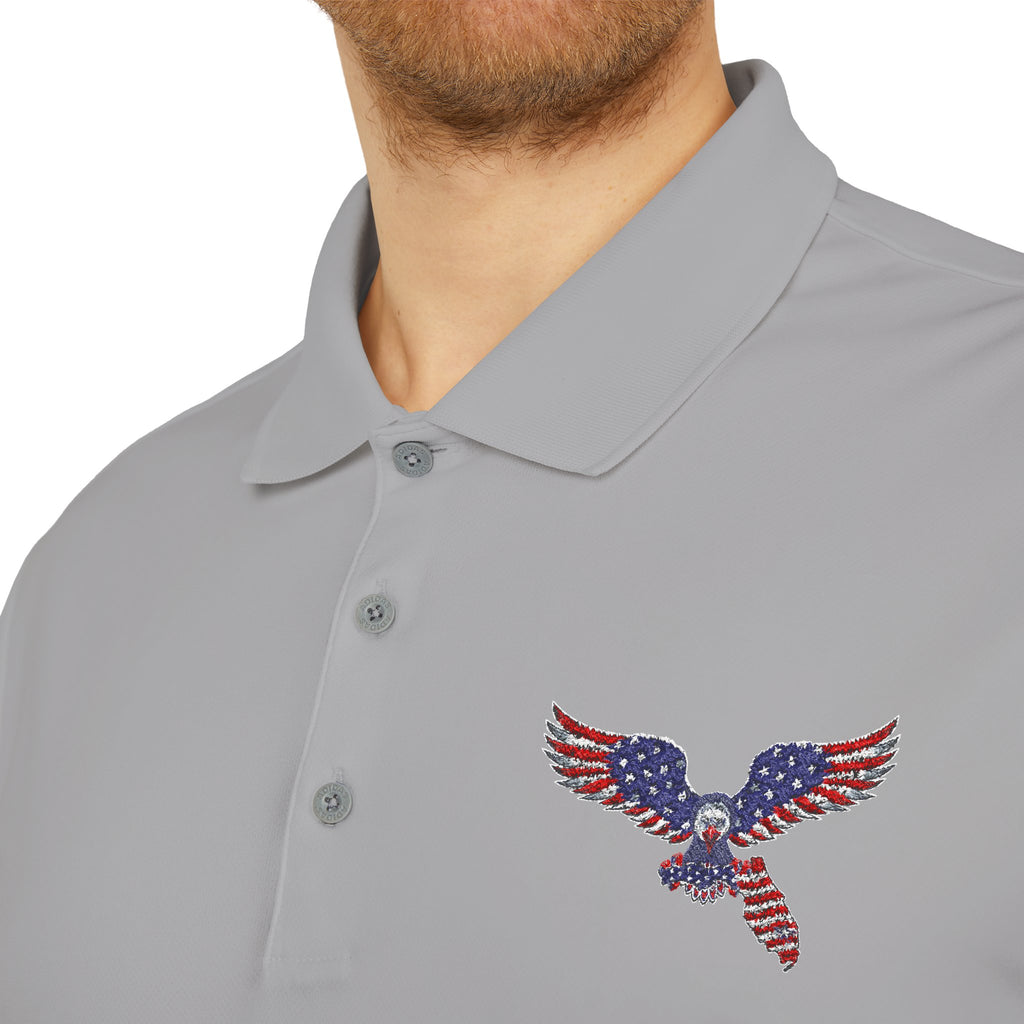 Patriotic Eagle Polo Shirt — American Flag Eagle Chest Embroidery
